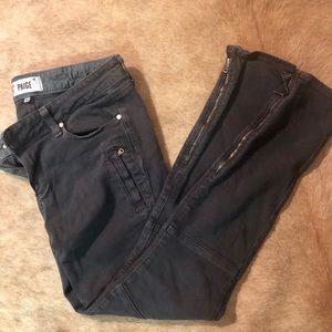 Paige Marley zip moto skinny charcoal jeans